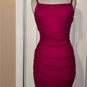 Hot PINK Ruched Mini Dress